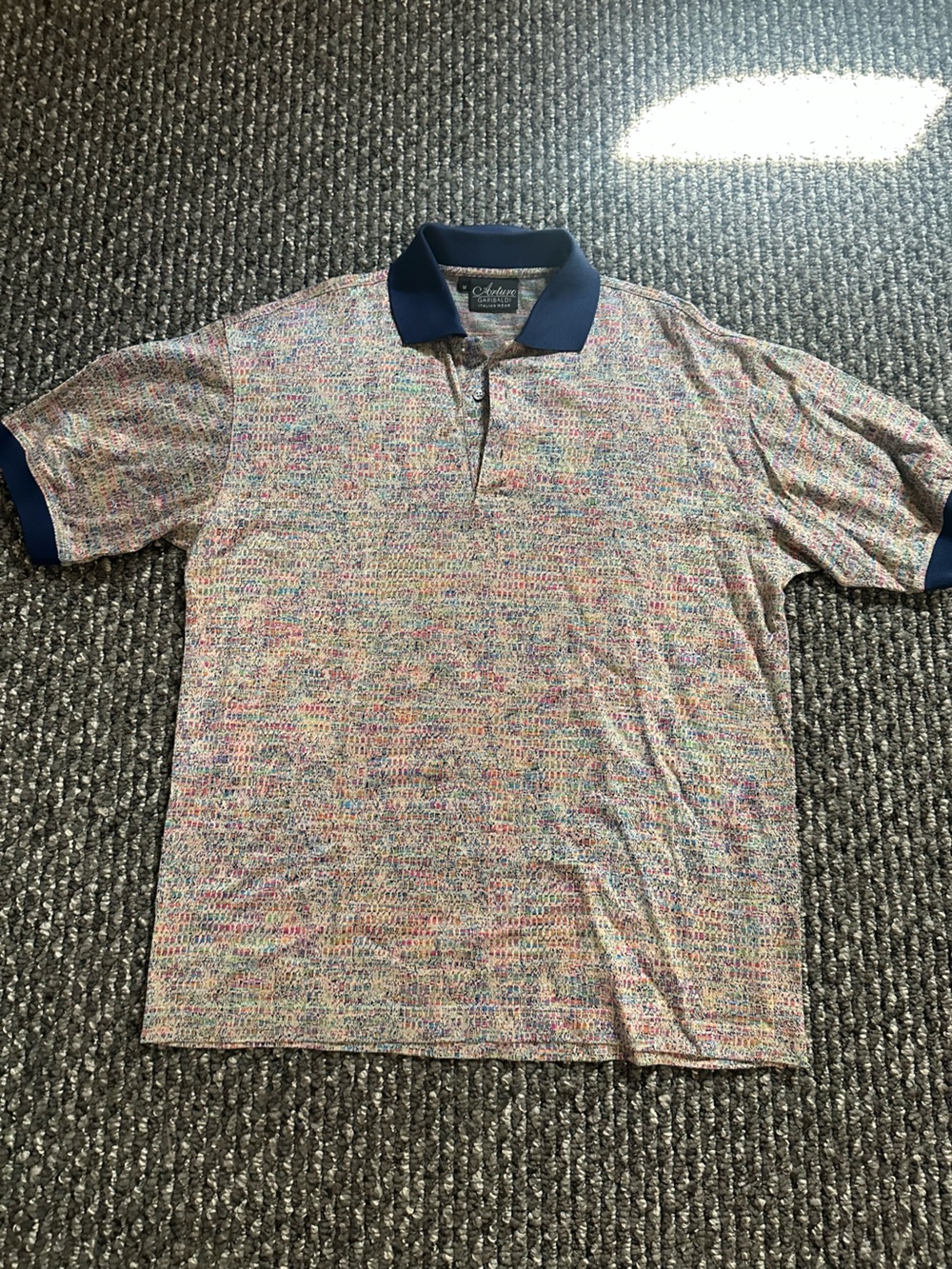 Arturo Gribaldi Club Room Multicolor Knit Polo Shirt with Navy Trim